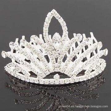 Accesorios nupciales del pelo tipos cristalinos de la tiara de la barrera